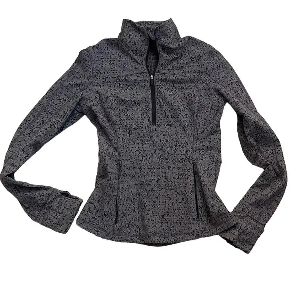 Lululemon Run Briskly 1/2 Zip Neon Tweed Jacquard Limited Edition Gray Size 6